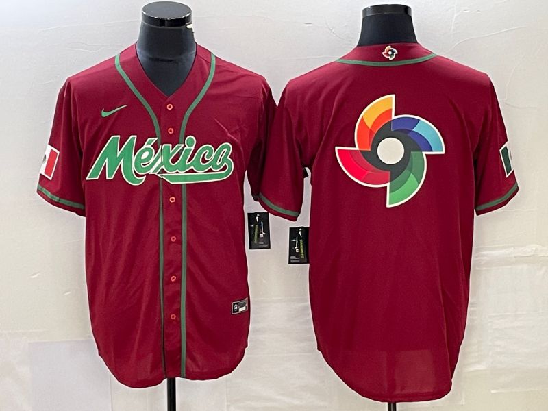 Men 2023 World Cub Mexico Blank Red Nike MLB Jersey4->more jerseys->MLB Jersey